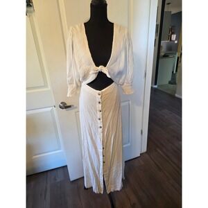 Free People size Medium white dress, smocked sleeves, smocked back.